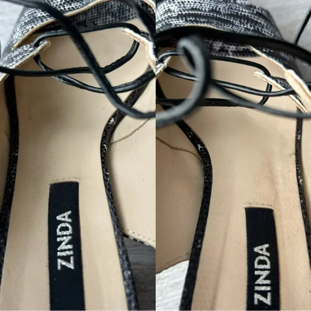 Zinda Snakeskin Chunky Heel Platform Lace Up GLADIATOR Sandals Made in Spain